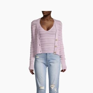 White + Warren Cotton textured cardigan Small.